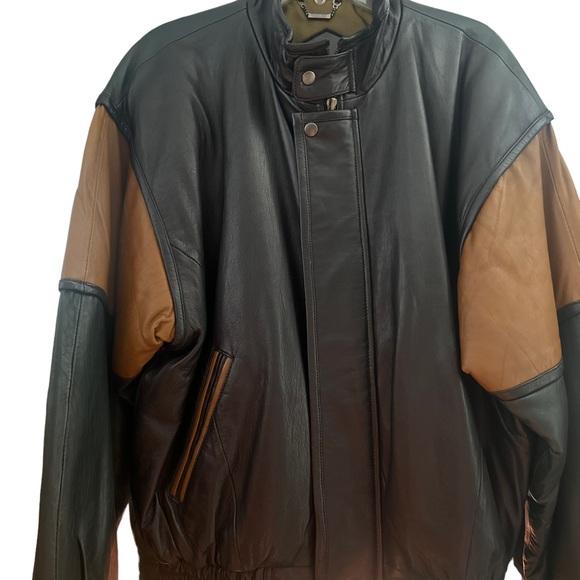 Vintage Saxony Collection 1980’s Two tone Leather Jacket - Picture 4 of 10